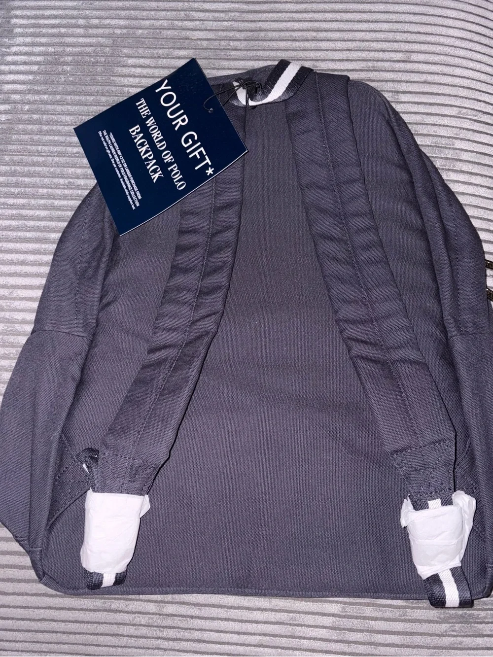 Polo Ralph Lauren Backpack Navy Canvas Horse Double Zipper  NIP